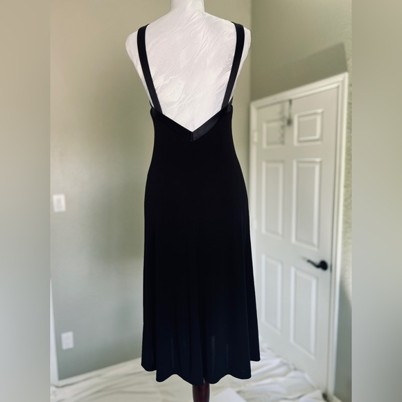 Jones New York Black Cross-Strap Midi Dress Low Back Formal Cocktail Date Night - Picture 4 of 11
